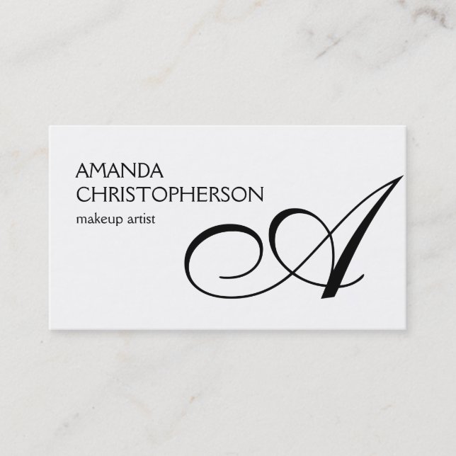 Black White Monogram Makeup Artist Business Card (Front)