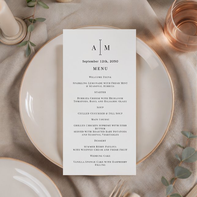  Black White Monogram Minimal Wedding Program  (Creator Uploaded)
