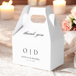 Black White Monogram Minimalist Modern Wedding Favour Box