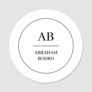 Black & White Monogram Modern Minimalist Design Name Tag