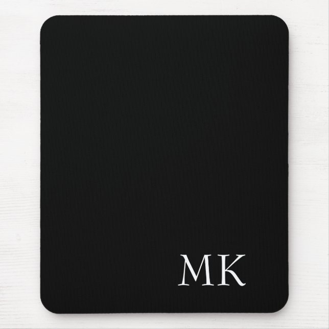 Black White Monogram  Mouse Pad (Front)