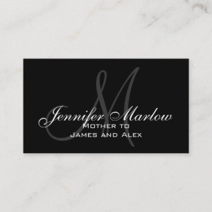 Black White Monogram Mummy Calling Card