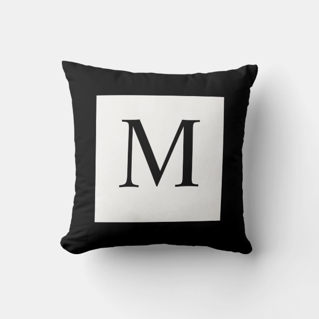 Black White Monogram Pillow (Front)