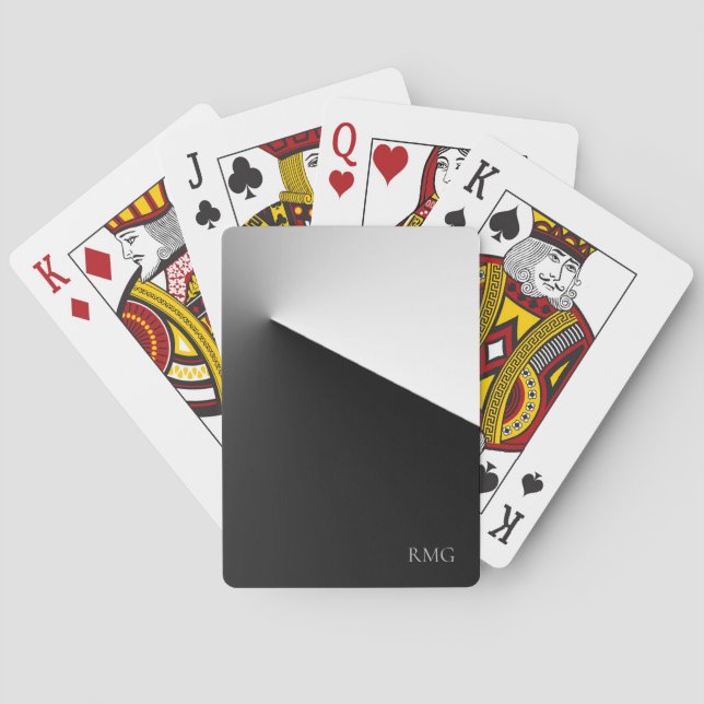 Black White Monogram Playing Cards (Back)