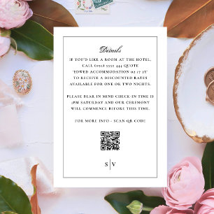Black White Monogram QR CODE Elegant Wedding Enclosure Card