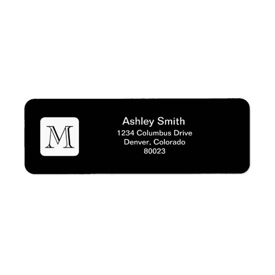 black white monogram return address label