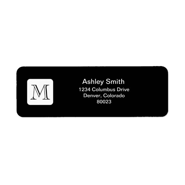 black white monogram return address label (Front)