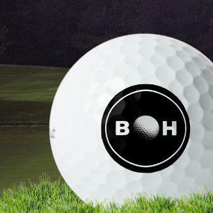 Black White Monogram to Identify Golfer Golf Bal Balls
