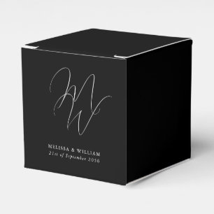 Black White Monogram Wedding Favour Box