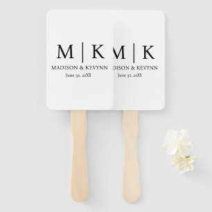  Black & White Monogram Wedding Hand Fan