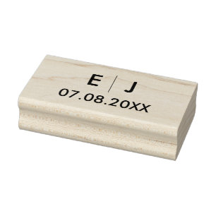 Black & White Monogram Wedding Rubber Stamp