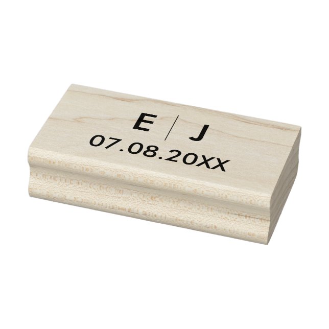 Black & White Monogram Wedding Rubber Stamp (Stamp)