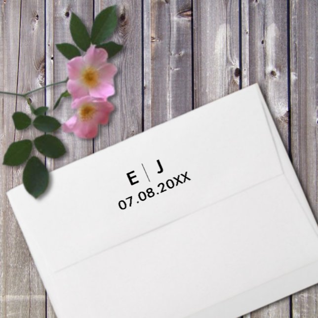 Black & White Monogram Wedding Self-inking Stamp (Creator Uploaded)