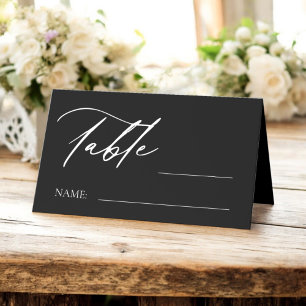Black White Monogram Wedding Table Number Place Card