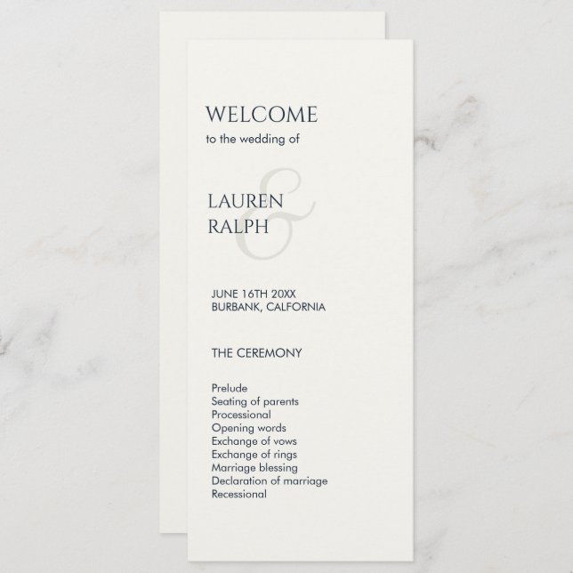 Black & White Monogram Welcome Wedding Program (Front/Back)