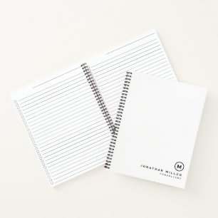 Black White Monogrammed Checklist Notebook