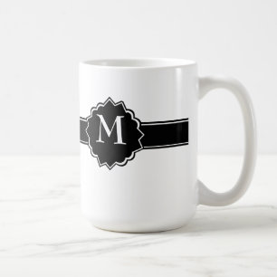 Black White Monogrammed Coffee Mug