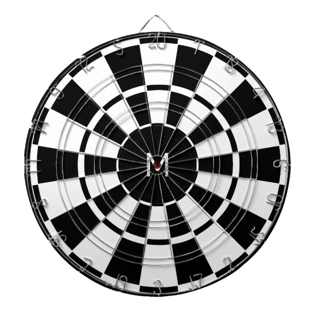 Black & White Monogrammed Dartboard (Front)