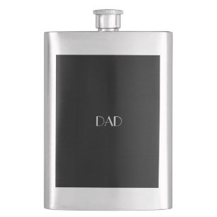 Black White Monogrammed Initials DAD Typography Hip Flask
