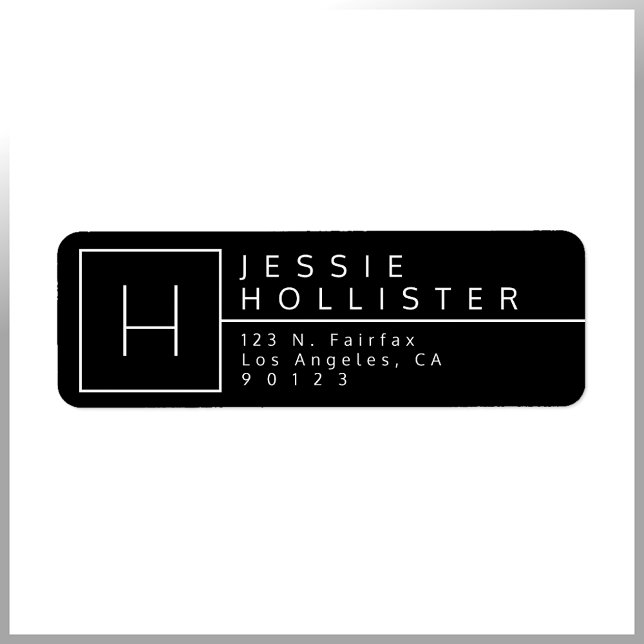 Black & White Monogrammed Return Address Label (Creator Uploaded)