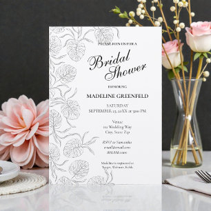 Black & White Monstera Floral Bridal Shower Invitation