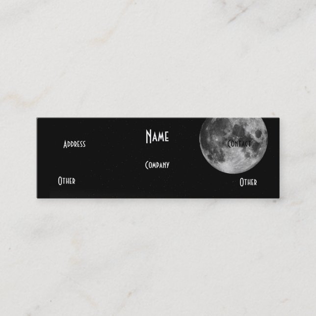 Black & White Moon Mini Business Card (Front)