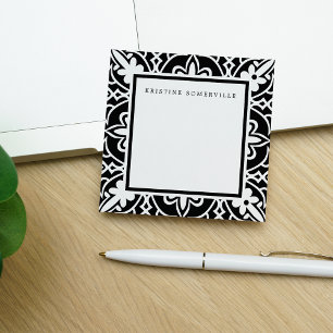 Black & White Moroccan Border   Personalised Post-it Notes