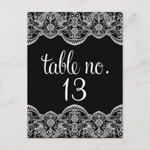 Black & White Moroccan Lace Table Number Postcard