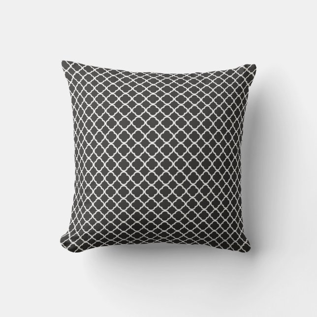 Black White Moroccan Lattice Pillow (Front)