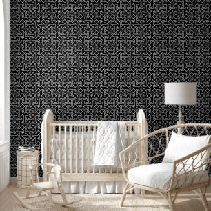 Black & White Moroccan Mosaic Pattern Wallpaper
