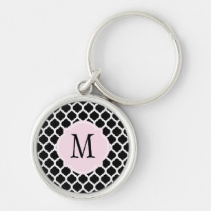 Black & White Moroccan Pattern Key Ring