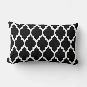 Black White Moroccan Quatrefoil Pattern #4 Lumbar Cushion