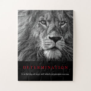 Black & White Motivational Determination Lion Art Jigsaw Puzzle