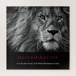 Black & White Motivational Determination Lion Art Jigsaw Puzzle