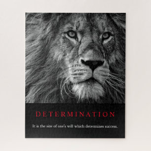 Black & White Motivational Determination Lion Art Jigsaw Puzzle