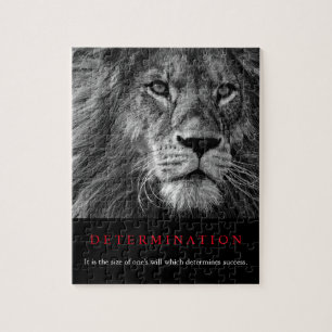 Black & White Motivational Determination Lion Art Jigsaw Puzzle