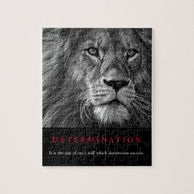 Black & White Motivational Determination Lion Art Jigsaw Puzzle (Vertical)
