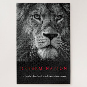 Black & White Motivational Determination Lion Art Jigsaw Puzzle