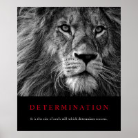 Black & White Motivational Determination Lion Art