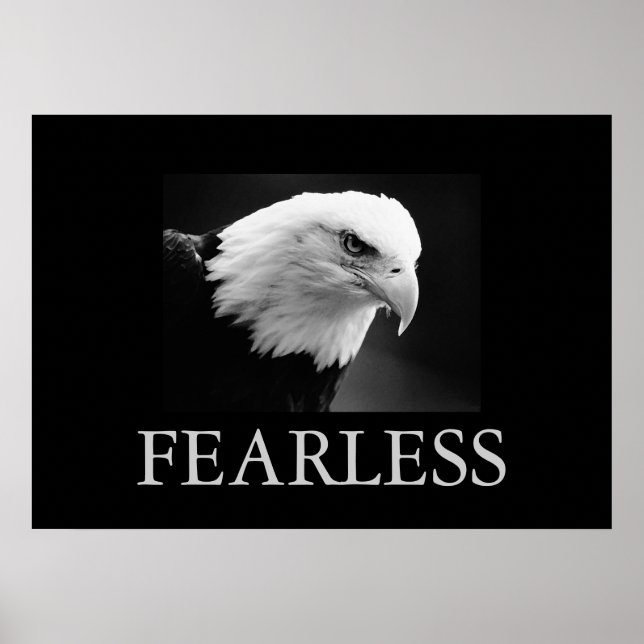 Black & White Motivational Fearless Eagle Poster (Front)