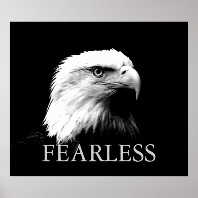 Black & White Motivational Fearless Eagle Poster (Front)