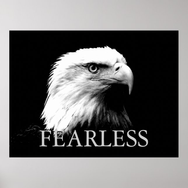 Black & White Motivational Fearless Eagle Poster (Front)