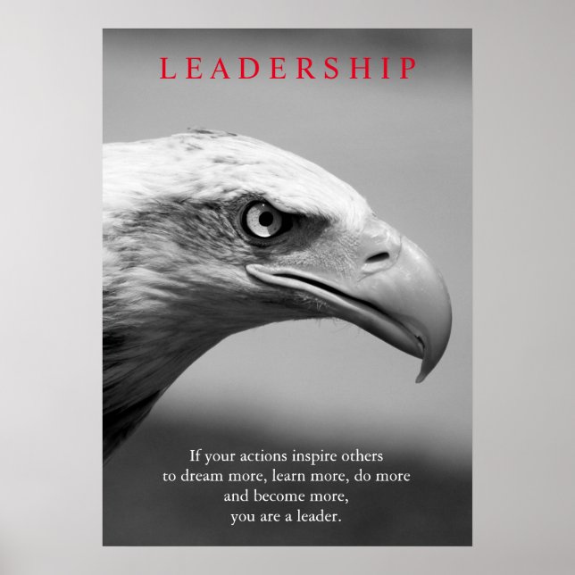 Black White Motivational Leadership Eagle Eye Poster (Front)