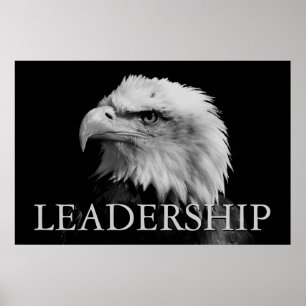 Black & White Motivational Leadership Eagle Poster