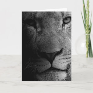 Black White Motivational Leadership Lion Portrait Card