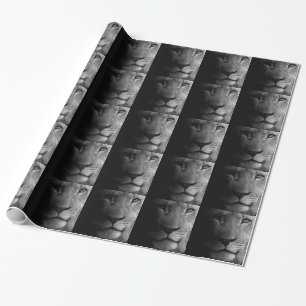 Black White Motivational Leadership Lion Portrait Wrapping Paper