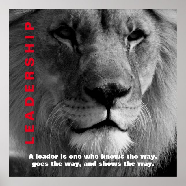 Black & White Motivational Leadership Lion Poster (Front)