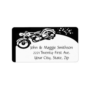 Black & White Motorcycle Address label