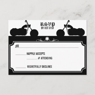 Black & White Motorcycle Biker Silhouette rsvp Card