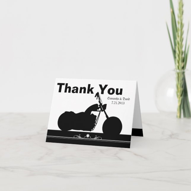 Black White Motorcycle Biker Silhouette Thank You (Front)